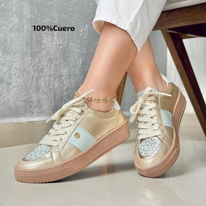 Tenis en Cuero Champaña