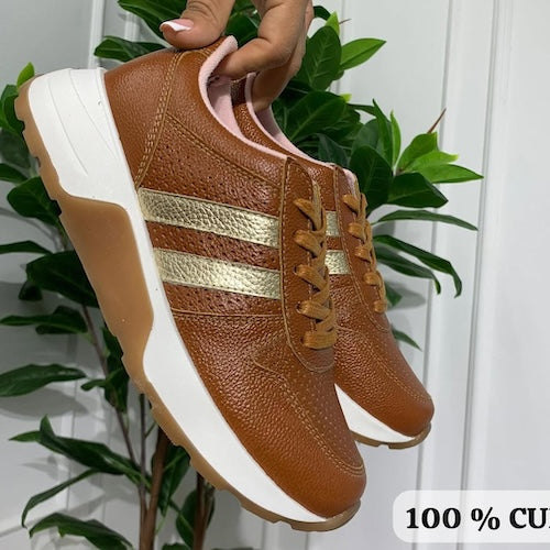 Tenis en Cuero Miel
