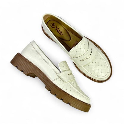 Mocasines Cuero Beige