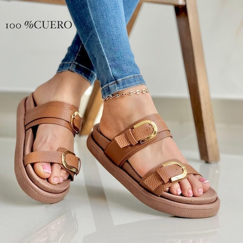 Sandalia Playa Cuero Miel