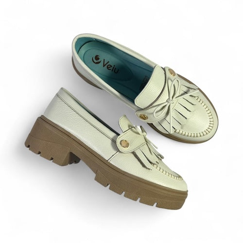 Mocasines en Cuero Blanco - Con Diseño Intercambiable