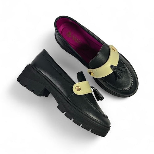 Mocasines en Cuero Negro - Con Diseño Intercambiable