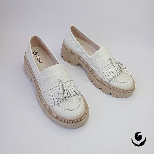 Mocasines Cuero Blancos
