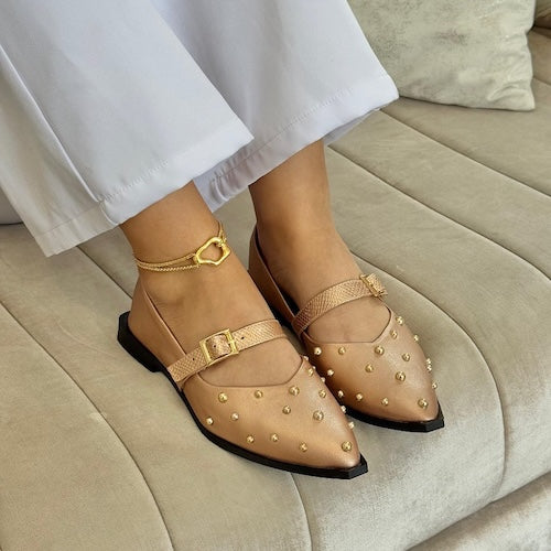 Baleta Champaña con Perlas