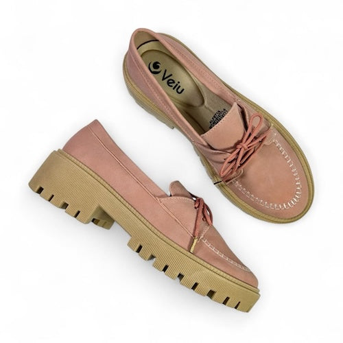 Mocasines Rosa Cordones