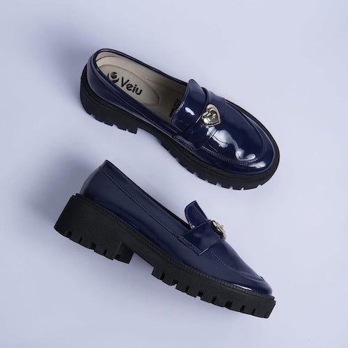 Mocasines Charol Azul