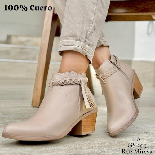 Botines Beige en Cuero