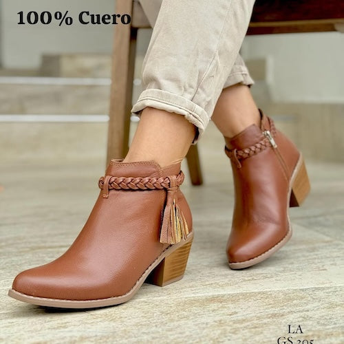 Botines Miel en Cuero
