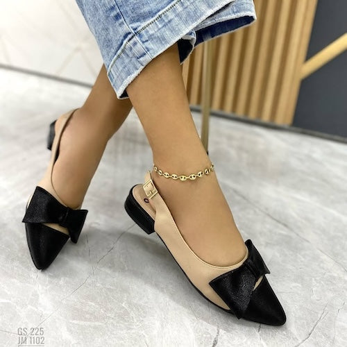 Baletas destalonada Beige y Negro