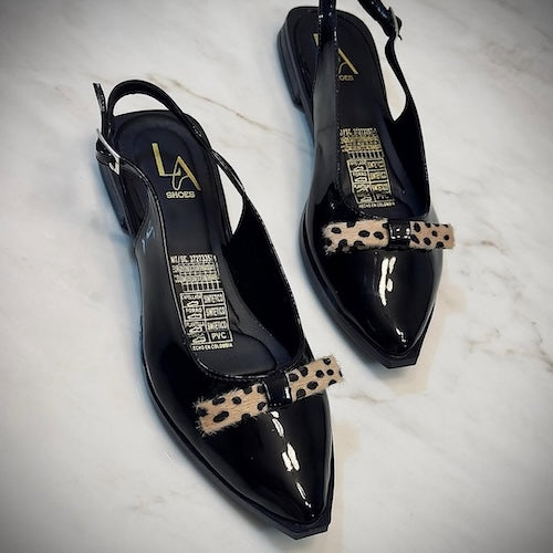 Baletas destalonada Negro y Animal Print