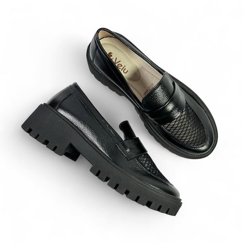 Mocasines Cuero Negro