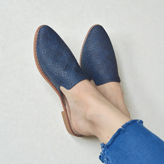 Mules Flores Azul