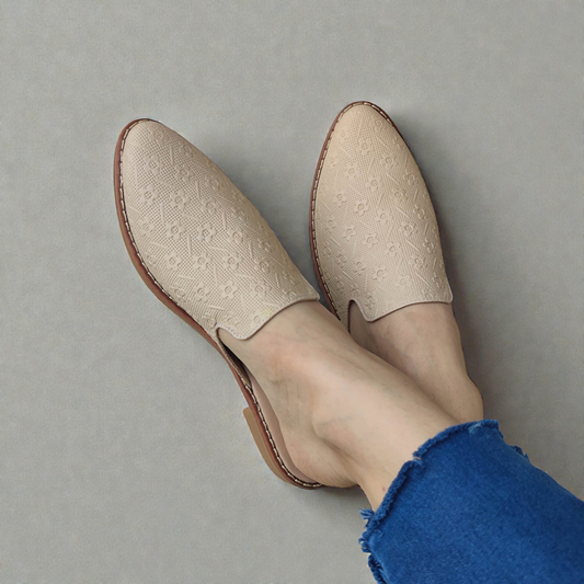 Mules Flores Beige