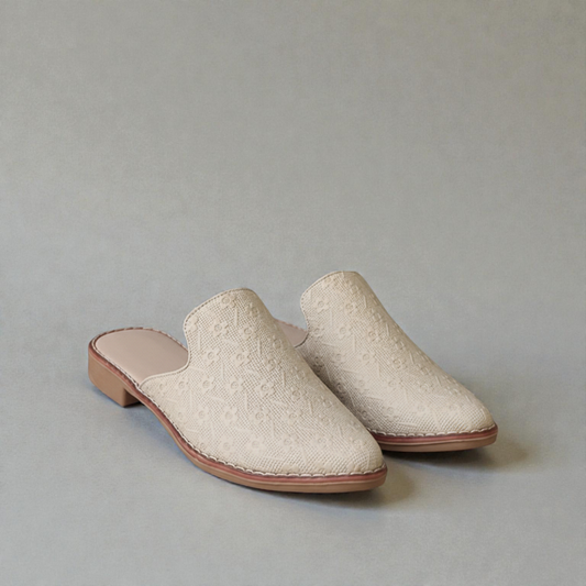 Mules Flores Beige