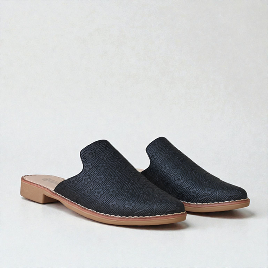 Mules Flores Negro