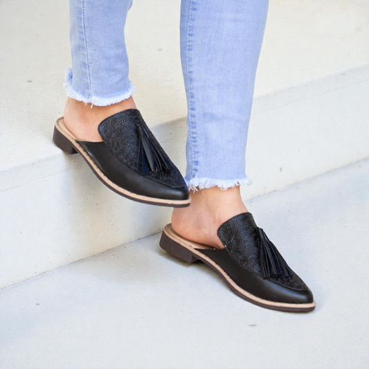 Mules Flecos Negro