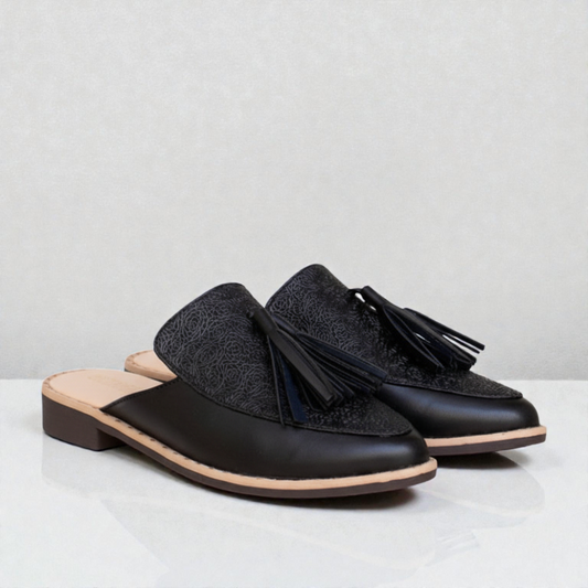 Mules Flecos Negro