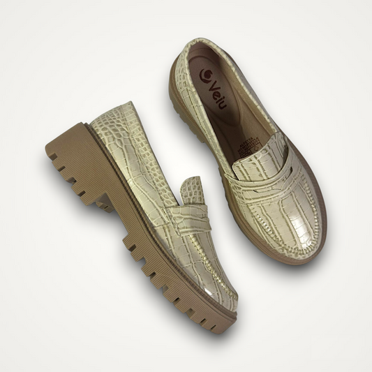 Mocasines Suela Tractor Crema