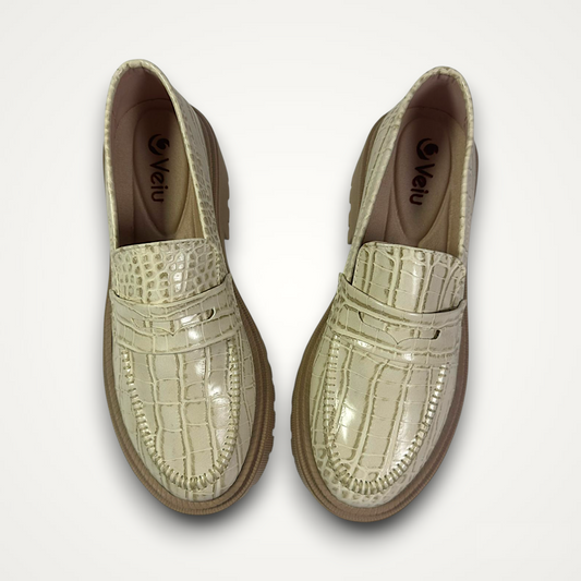 Mocasines Suela Tractor Crema