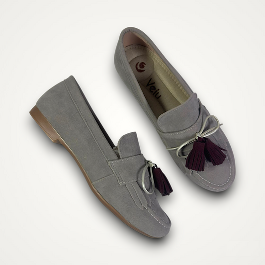 Mocasines Flecos Gris
