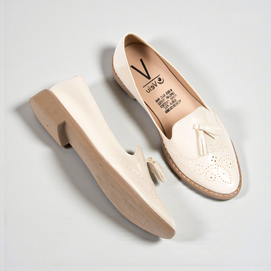 Baletas Charol Flecos Beige
