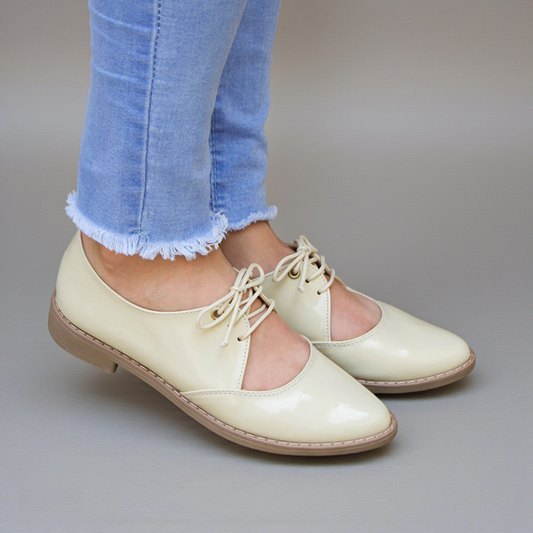 Baletas Abiertas Charol Beige