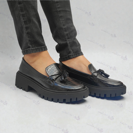 Mocasines Suela Tractor Negro
